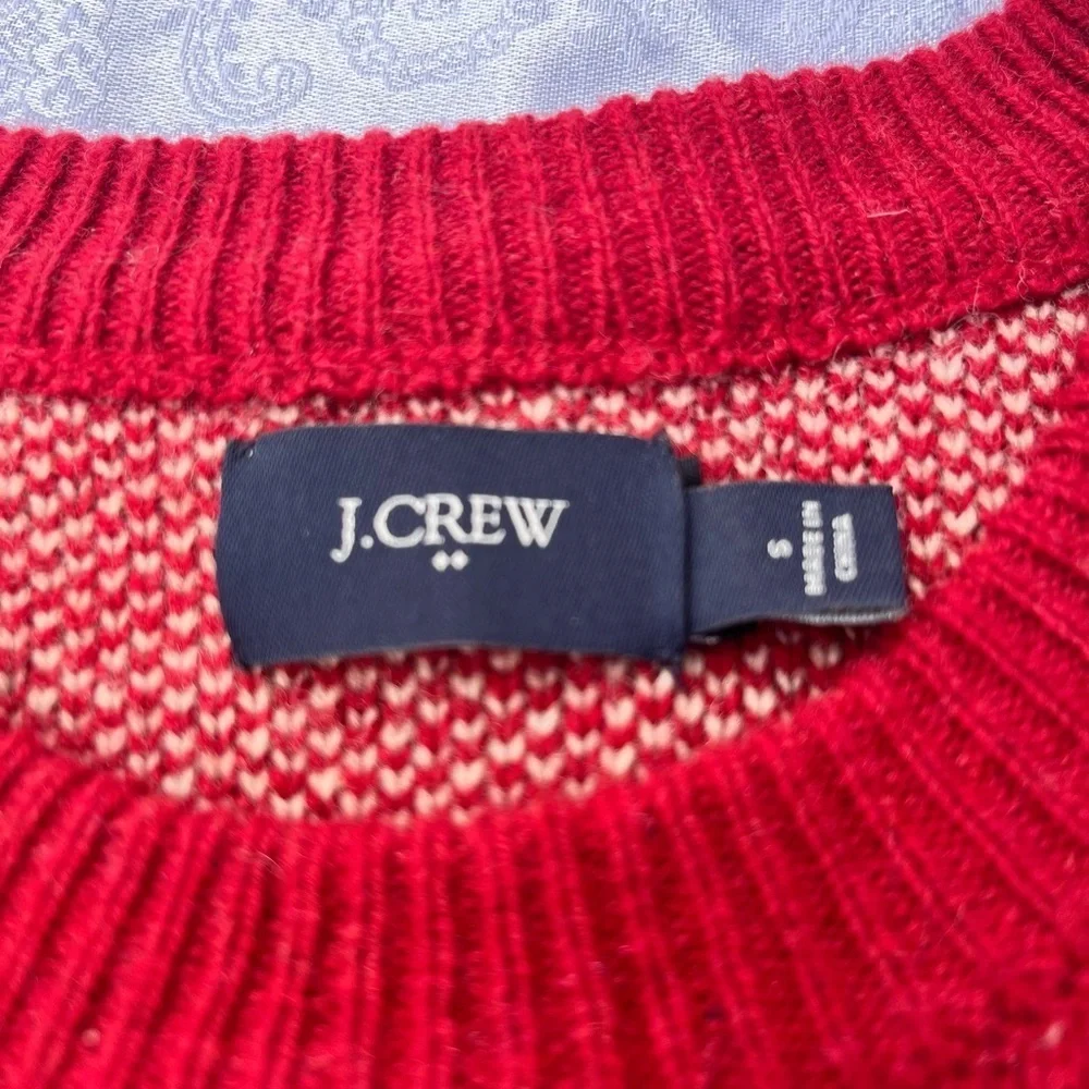 J. Crew Men's Small Red 100% Lambs Wool Ski Graphic Sweater